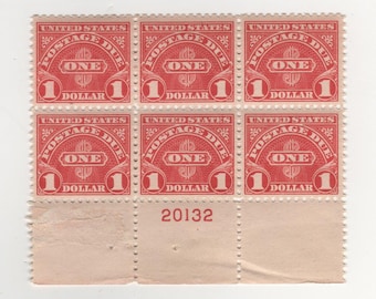 1 ドル 1930 年郵便料金未払い (スコット J 77) プレート ブロック 6