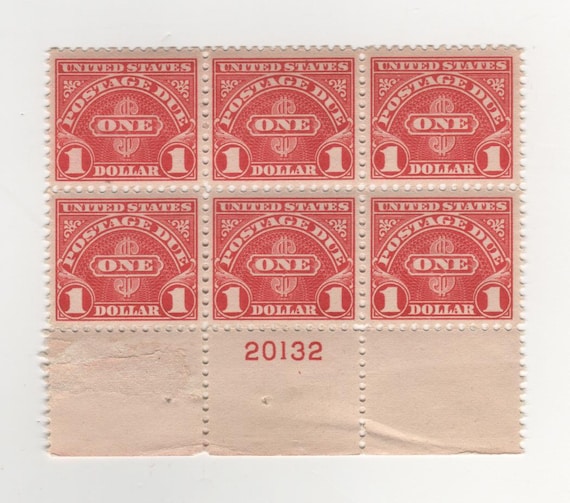 1 ドル 1930 年郵便料金未払い (スコット J 77) プレート ブロック 6