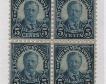 5 cents 1925 Roosevelt (Scott&#39;s 586) Rotary Press, Perf 10 Stamp Block of 4, Mint Never Hinged