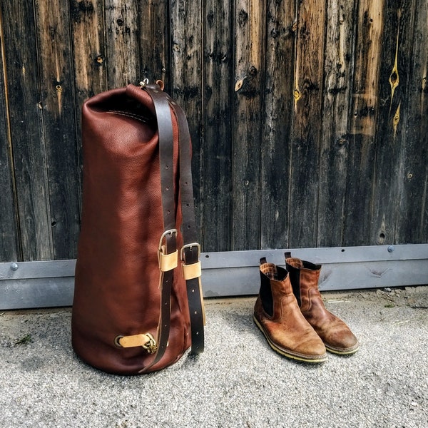 Leder Rucksack Echtes italienisches Leder Reisetasche, Reise Camping Ledertasche, handgemachte Tasche anpassbar Made in Italy