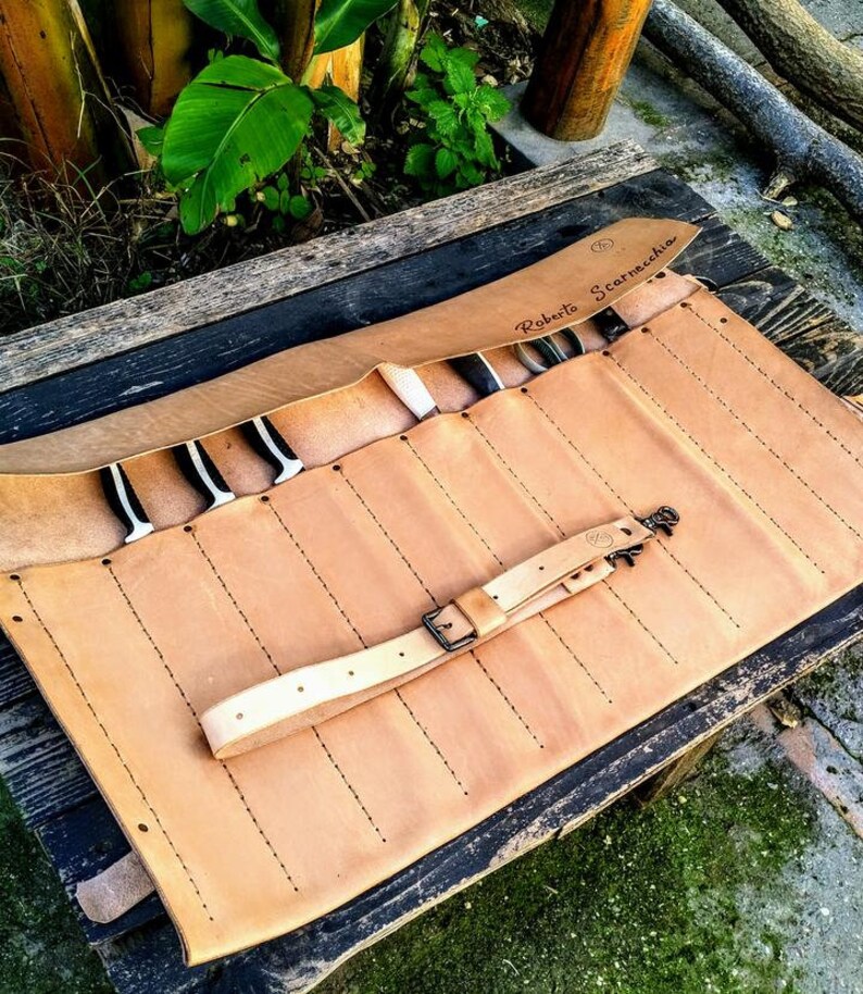 Knife Roll Bag Genuine Leather Handmade Bag Chef Knife Roll Etsy
