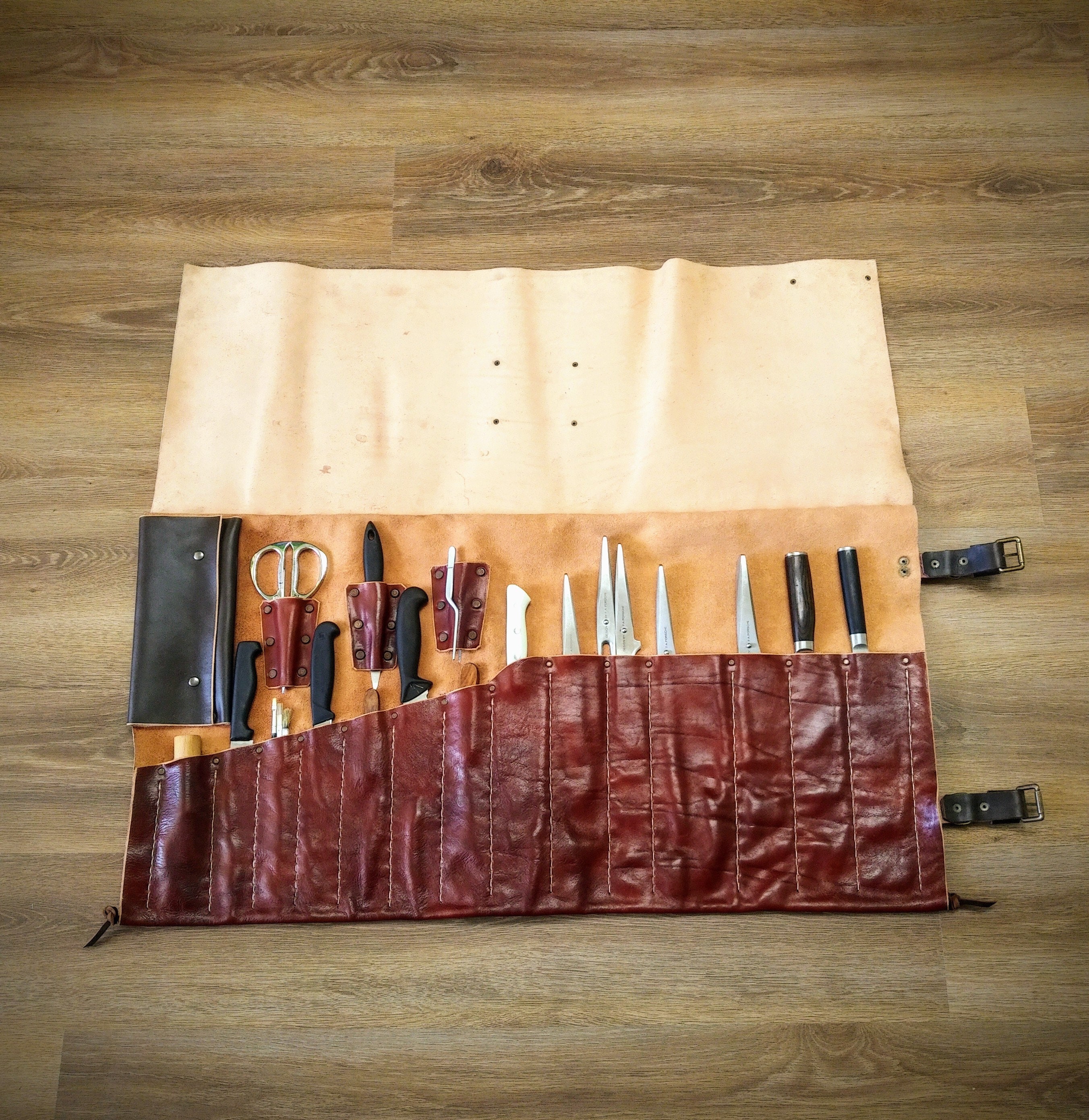 Knife Roll bag genuine leather handmade bag Chef Knife Roll Etsy