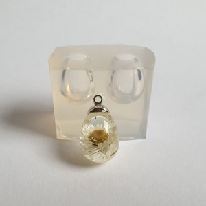 Transparent silicone double mold for resin jewelry water drop 17 x 14 mm, pendant mold for resin (~2ml x2)