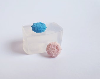 Silicone mold for resin 2 small urchin shells, mold for resin earrings studs 12 x 5.5 mm, texture A