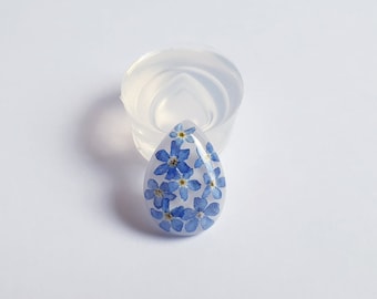 Drop cabochon clear silicone mould 25 x 18 mm for resin jewellery