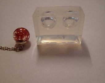 Clear silicone mould for resin  jewelry sphere/ball 13.5 mm X 2, pendant mold, earrings mold