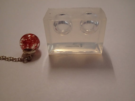 pendant mold for resin earrings mould Transparent silicone double mold for resin jewelry 19 mm sphere ball ~4ml x 2