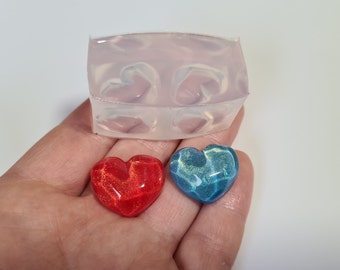 Light reflection heart double mold 18 x 22 x 9mm, water reflection mold for resin