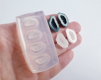 Druzy Agate Slice Silicone Mold: Resin Stud Earring (18x11 mm)