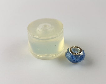 Clear silicone small european faceted bead mould for resin jewellery 14 mm, h 8 mm