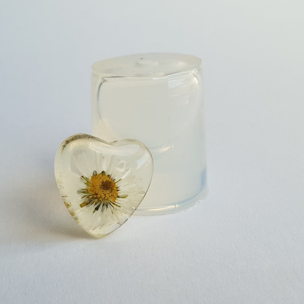 3d Heart clear silicone mould for resin jewellery H 25 x 24 mm (~3ml)