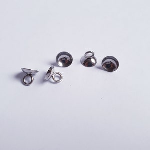 Glue on 6 mm cap findings for resin jewellery, stainless steel