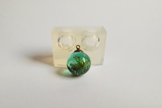 pendant mold for resin earrings mould Transparent silicone double mold for resin jewelry 19 mm sphere ball ~4ml x 2