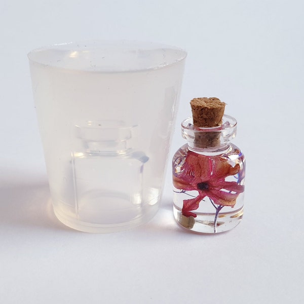 Hollow neck Bottle clear silicone mould for resin jewellery H 24 x 16 mm (~3.5ml)