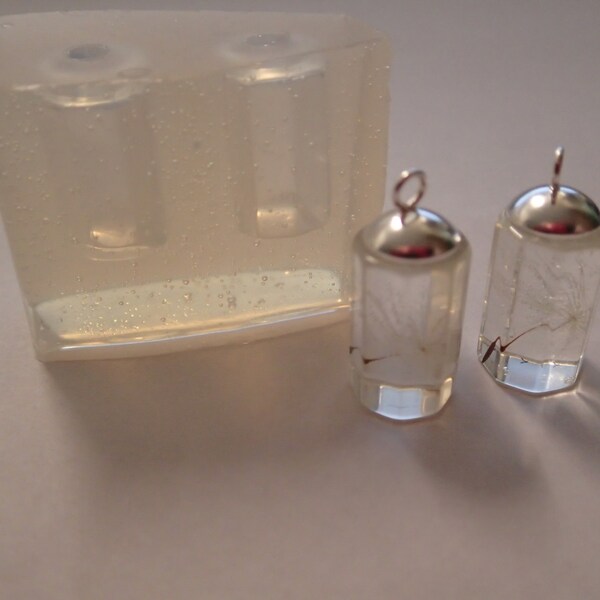 Two faceted cylinder/tube  shape silicone  mould for resin jewellery H 16 x 10  mm