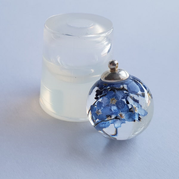 Sphere mold for resin 25 mm, transparent clear silicone mould, pendant mold (~8ml)