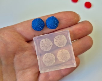 Silicone mold for resin 4 tiny urchin shells, mold for resin earrings studs 12.5x5mm