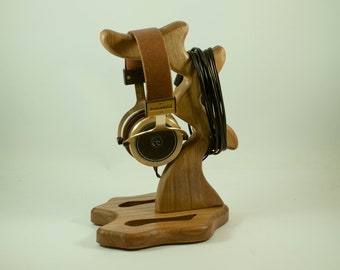 Wooden headphone holder, headphone stand, headphone hanger