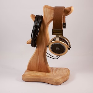 Wooden headphone holder, headphone stand, headphone hanger