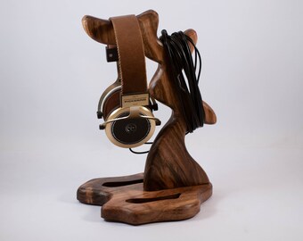 Wooden headphone holder, headphone stand, headphone hanger