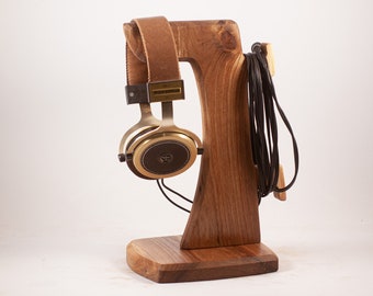 Wooden headphone holder, headphone stand, headphone hanger