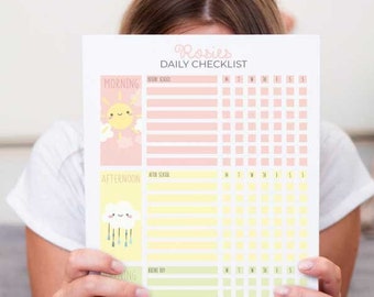 Editable Printable Chore Chart - Custom Kids' Daily Tasks Planner, Unique Personalized Gift for Organized Families - editable with Corjl