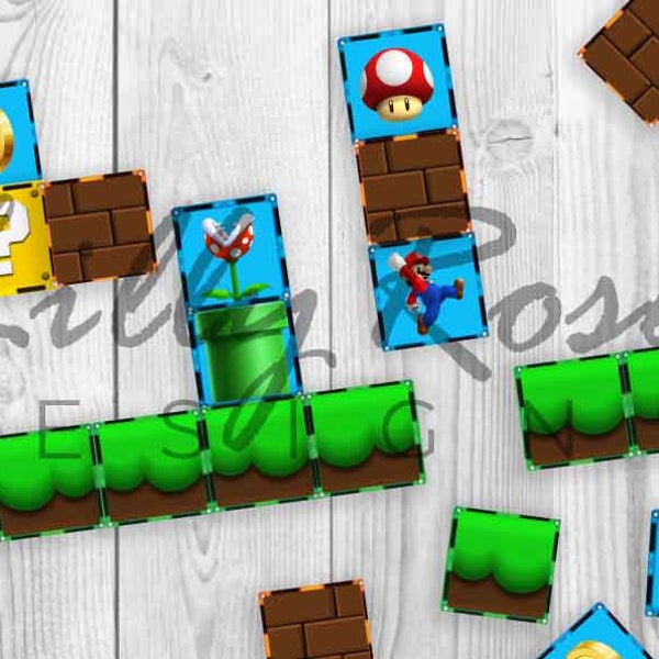 Magnatile printable toppers - Mario retro gaming toys - kindergarten classroom and home educating resources