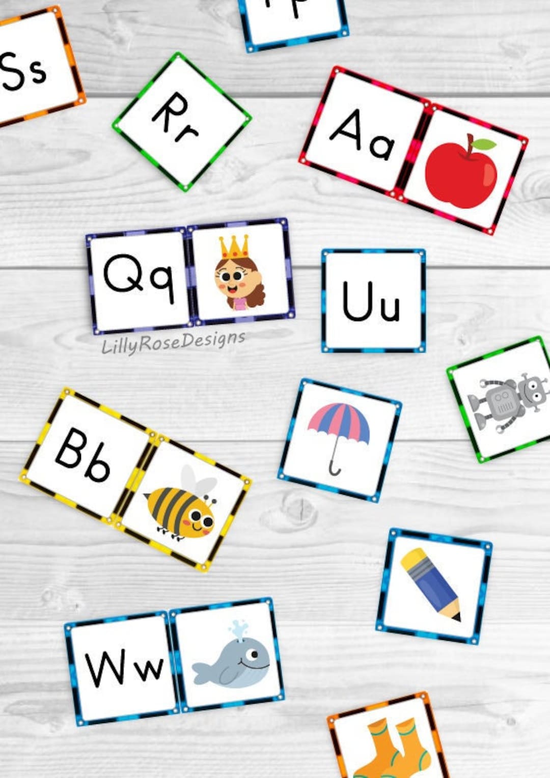 Magnatile Printable Toppers Alphabet Picture Match for Kindergarten Pre
