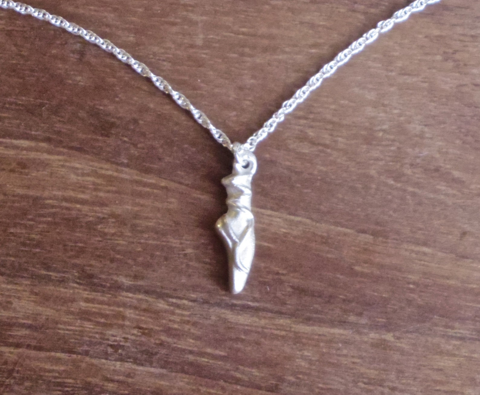 silver ballet shoe necklace, dancer, ballerina, fine silver necklace