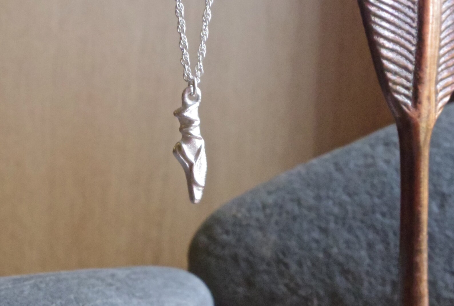 silver ballet shoe necklace, dancer, ballerina, fine silver necklace