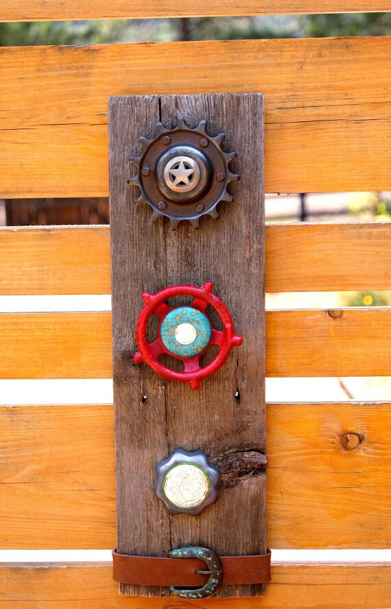 Yard Art Using Recycled Gears And Faucet Handles On Recycled Etsy