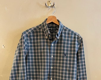 POLO RL / vintage Ralph Lauren shirt / 90s Polo / vintage plaid / ivy style / 90s ralph lauren / lightweight / plaid / buttonup / mens S-M