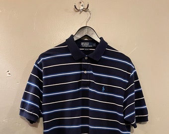 Vintage 80 90's Ralph Lauren USA Bold Colorblock Stripe POLO Rider