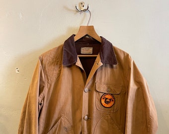 Vintage 50s Sears Roebuck Tin Canvas Brown Corduroy Collar Duck