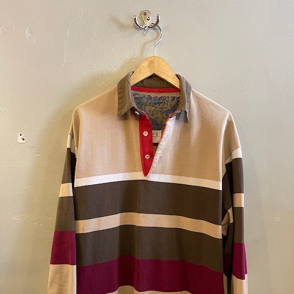 Au CoTon / vintage rugby shirt / 90s vintage rugby / ice cream polo / mens shirt / distressed rugby shirt / rugged shirt / fall / mens L