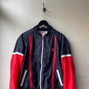 FILA / vintage windbreaker / Fila vintage / 2 in 1 vest jacket / 80s Fila / made in Italy / old school running / windbreaker / mens M
