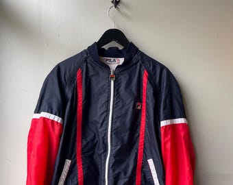 FILA / vintage windbreaker / Fila vintage / 2 in 1 vest jacket / 80s Fila / made in Italy / old school running / windbreaker / mens M