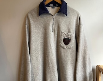 POLO RL / vintage quarter zip / 90s Polo vintage / cop badge logo / colletor's pullover / hip hop Polo / rapcity / classic Polo / men's XL