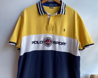 POLO RL / Vintage Rugby Shirt / Chambray Collar / Orange and Blue