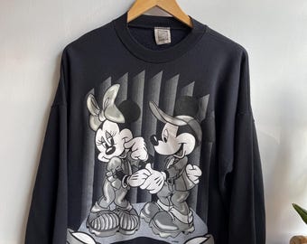 DISNEY / Minnie y Mickey Mouse / Sudadera vintage de Disney / Estilo vintage de los 90 / En el escenario / Disney retro / Mezcla de algodón / Talla S para hombre