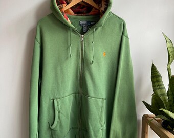 POLO RL / Vintage Cotton Zip Hoody / Aztec Lined / Lime Green