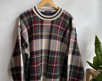 GANT / jersey de punto vintage / suéter vintage de los 90 / jersey Gant / suéter de punto de algodón / estilo skater / estilo papá / tío Phil / pantalón corto de hombre L