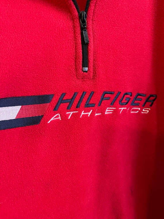 HILFIGER / vintage Tommy fleece / bright red quar… - image 5