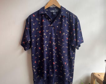 RALPH LAUREN / vintage golf polo shirt / all cotton / pocket polo / get in the hole / 90s ralph lauren golf shirt / clubhouse / mens S