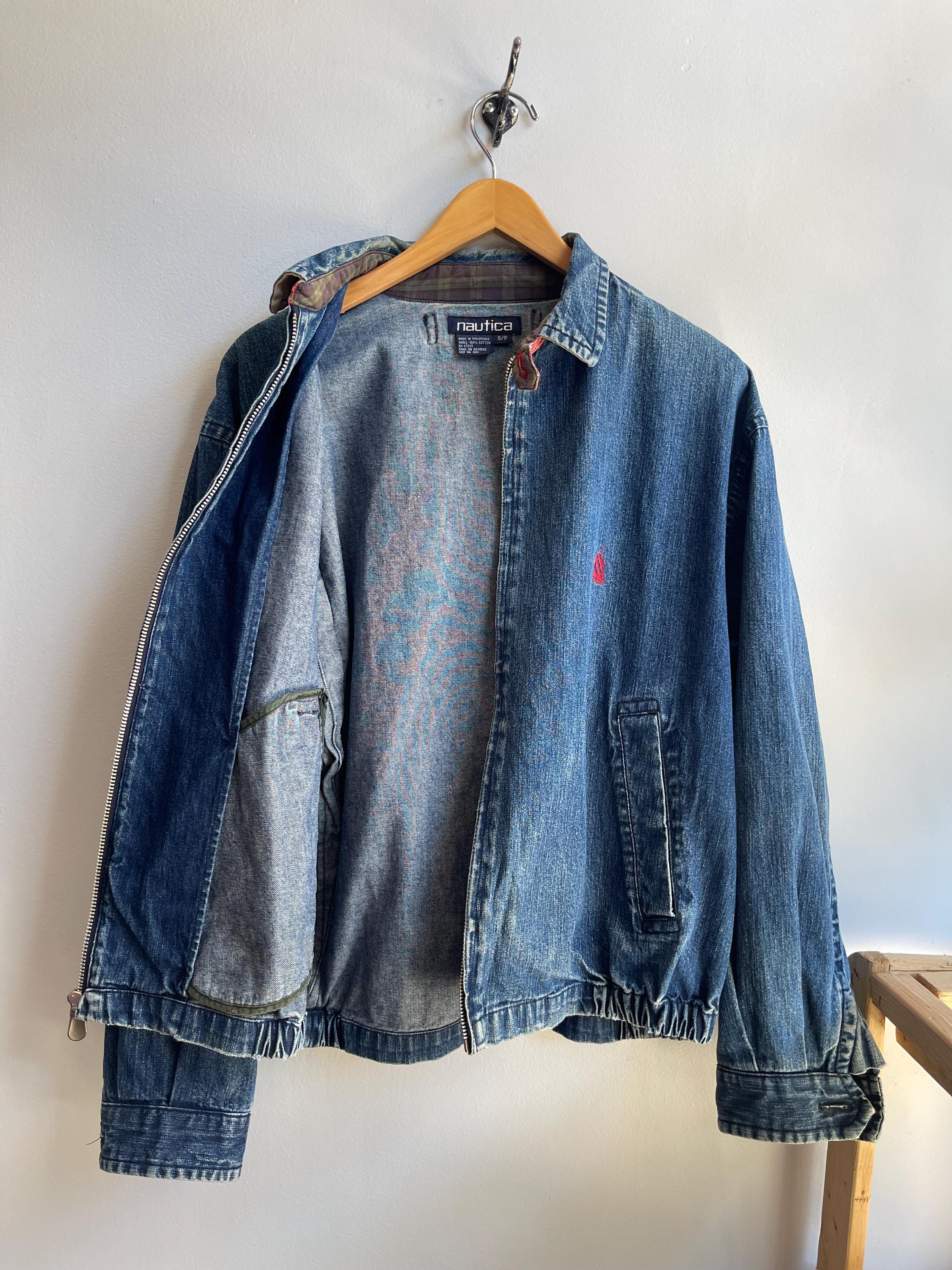 NAUTICA / Vintage Denim Jacket / Denim Harrington Style Jacket