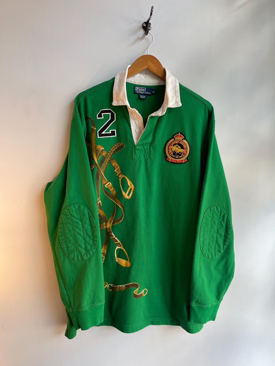 PolobyRalphLauren RugbyShirt 刺繍ロゴ 90s XL Vintage 90's Polo Ralph Lauren Embroidered Rugby Shirt
