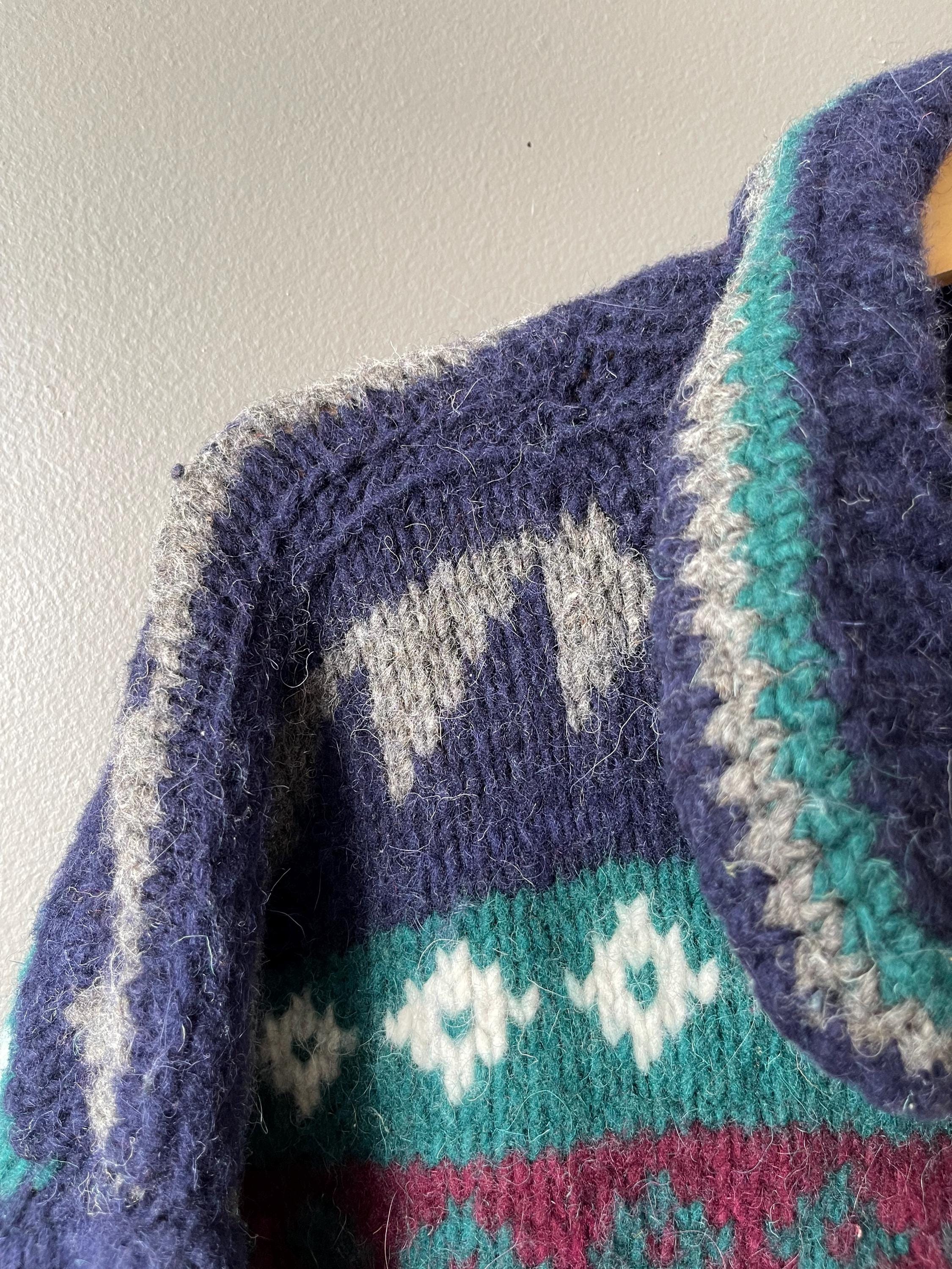 ECUADOR / Vintage Heavy Wool Sweater / Bright Design / Hand Made