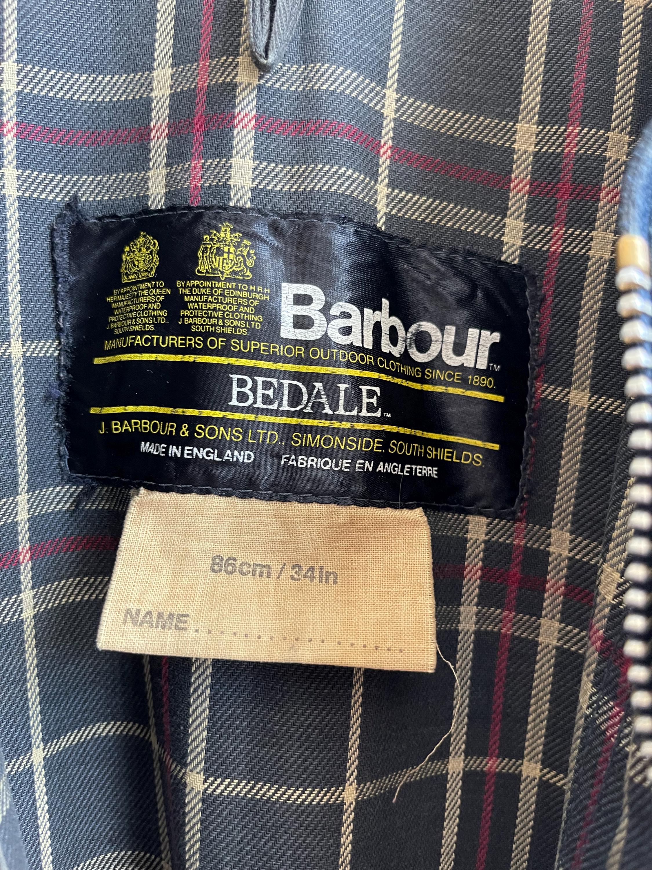 BARBOUR BEDALE / 2 Crest Label / Made in England / Navy Blue / 80s