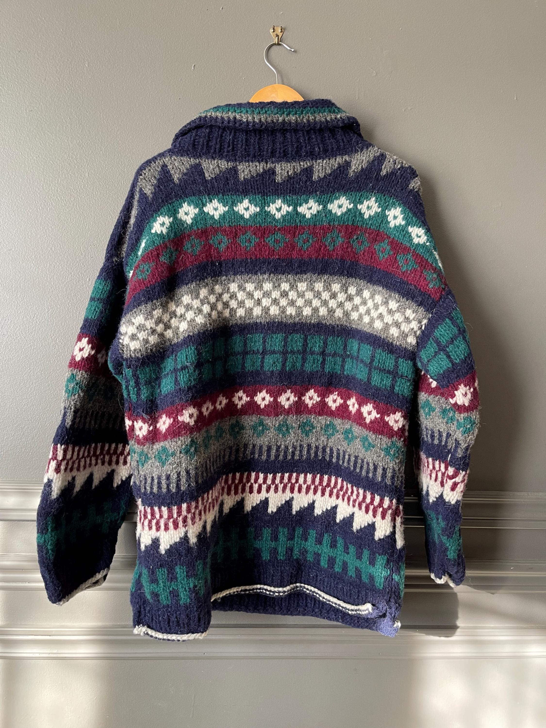 ECUADOR / Vintage Heavy Wool Sweater / Bright Design / Hand Made