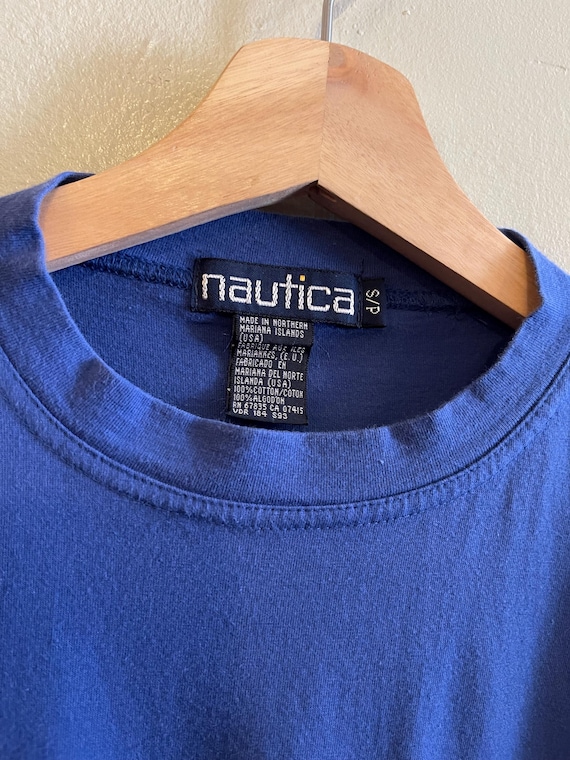 NAUTICA / Vintage Tee / Pocket T-shirt / Big Sail Logo / Pink Logo